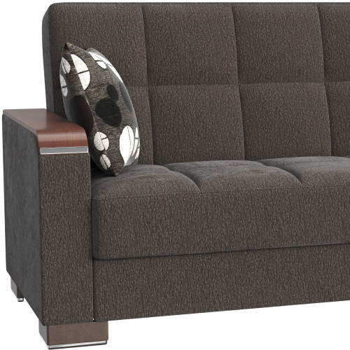 87" Dark Gray Chenille Convertible Futon Sleeper Sofa With Toss Pillows And Storage
