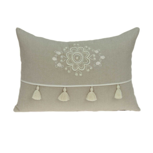 20" x 6" x 14" Transitional Beige Pillow Cover With Down Insert
