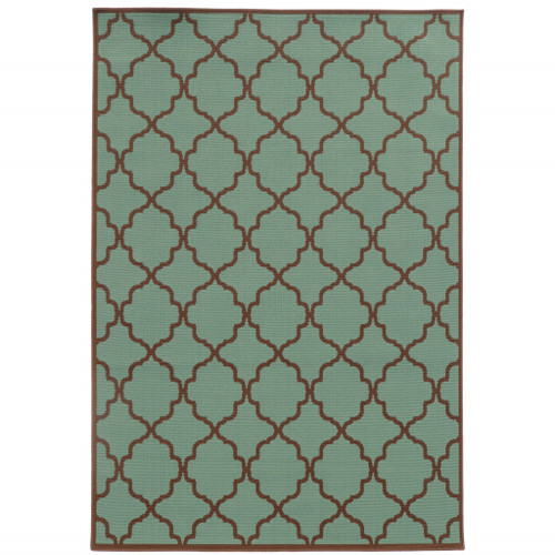 4' X 6' Blue Geometric Stain Resistant Indoor Outdoor Area Rug