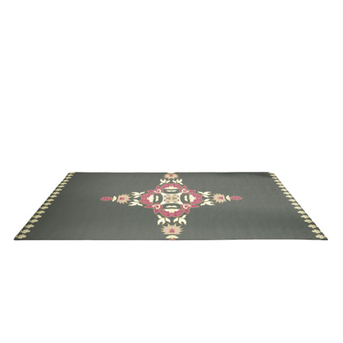 5' X 7' Dark Green Geometric Medallion Area Rug