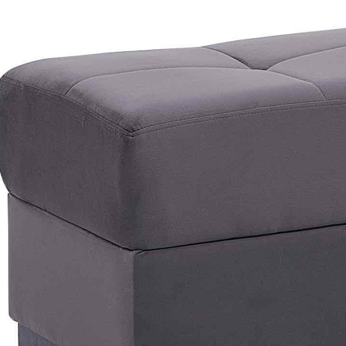 50" Gray and Brown Microfiber Storage Ottoman