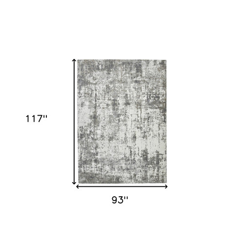 8' x 10' Gray and Ivory Abstract Power Loom Area Rug