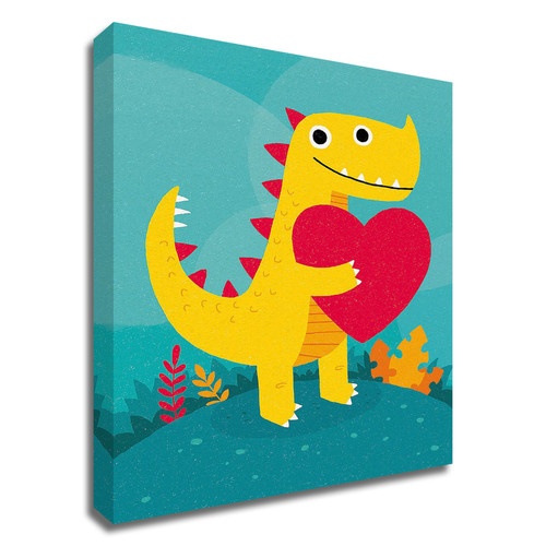 Dino Love Wrapped Canvas Print Wall Art
