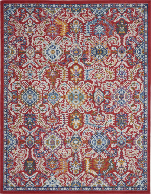 8’ x 10’ Red and Multicolor Decorative Area Rug