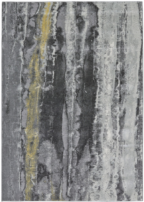 10' X 13' Gray And Black Abstract Stain Resistant Area Rug