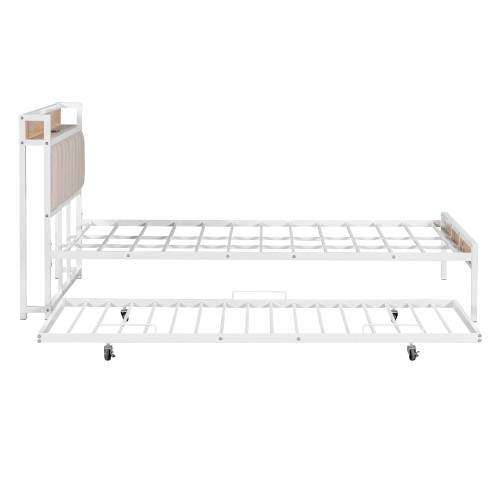 White Metal Queen Bed Frame With Trundle