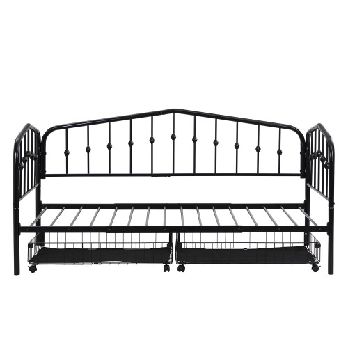 Black Metal Twin Bed Frame With Drawers