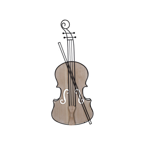 Wood and Metal Violin Shaped Wall Decor