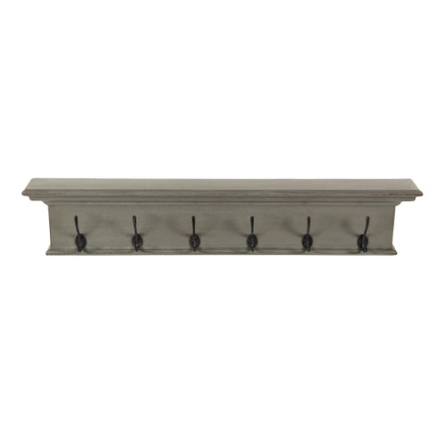 Rustic Antiqued Gray Six Hook Hanging Coat Rack