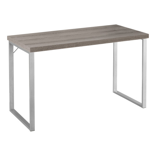 23.75" x 47.25" x 30" Dark Taupe Silver Particle Board Hollow Core Metal Computer Desk