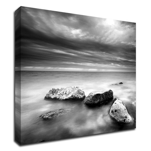 "Rocks On Beach" Wrapped Canvas Print Wall Art
