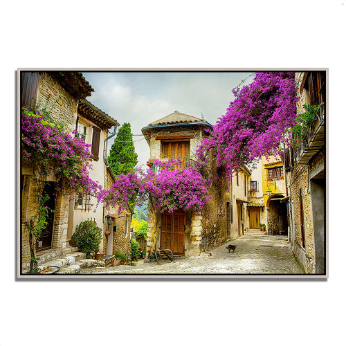 Bougainvillea Lane 5 Silver Wrapped Canvas Print Wall Art
