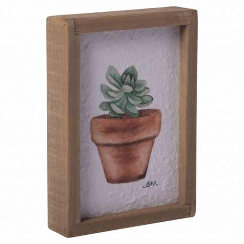 Brown Succulent Wood Frame Wall Decor