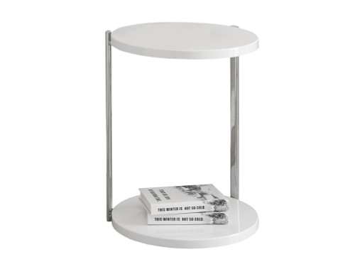 18.25" x 18.25" x 23.5" White Finish Laminate Metal Accent Table