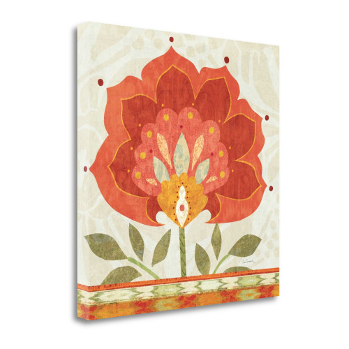 Ikat Bloom I Wrapped Canvas Print Living Room Wall Art