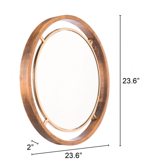 Antiqued Gold Round Wall Mirror