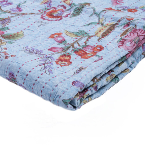 50" X 70" Multicolored Kantha Cotton - Throw