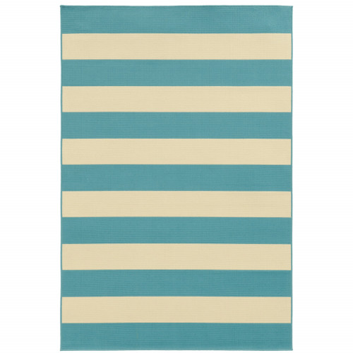 3' X 5' Blue Geometric Stain Resistant Indoor Outdoor Area Rug