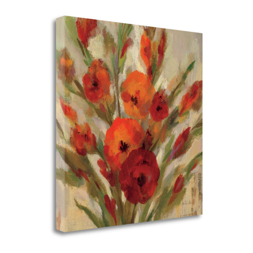 Crimson Blooms I Wrapped Canvas Print Living Room Wall Art