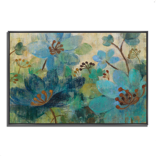 Peacock Garden 9 Black Wrapped Canvas Print Wall Art