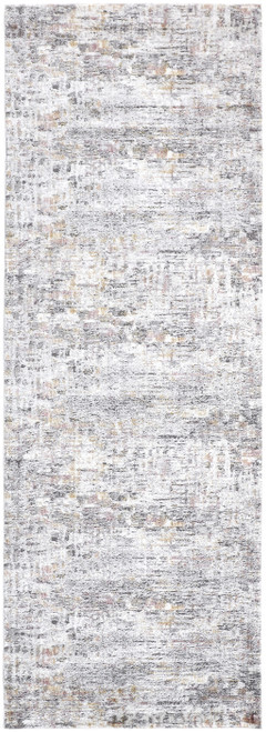 8' Ivory Tan And Taupe Abstract Stain Resistant Runner Rug