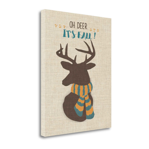 Oh Deer Linen Wrapped Canvas Print Living Room Wall Art