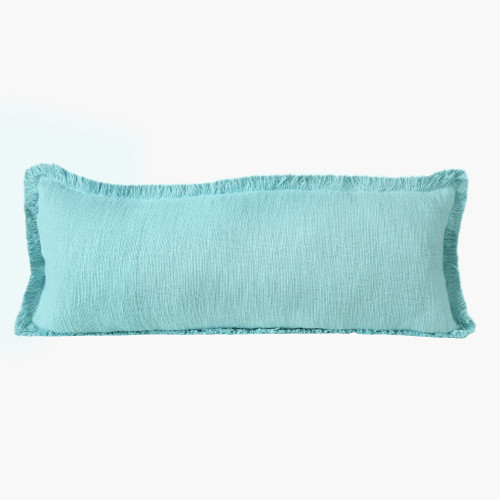 14" X 36" Light Blue 100% Cotton Zippered Pillow