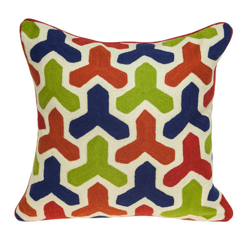20" x 7" x 20" Handmade Multicolored Pillow Cover With Down Insert