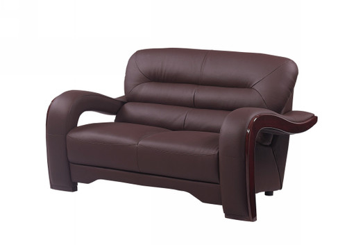 36" Glamorous Brown Leather Loveseat