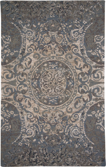 8' X 10' Gray Blue And Taupe Wool Abstract Tufted Handmade Stain Resistant Area Rug