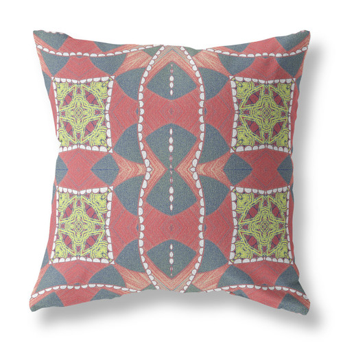 20"x20" Red Yellow Gray Zippered Broadcloth Geometric Throw Pillow