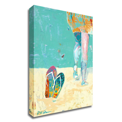 Flip Flops On The Beach Wrapped Canvas Print Wall Art