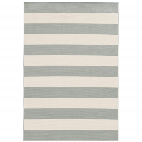 3' X 5' Grey Geometric Stain Resistant Indoor Outdoor Area Rug