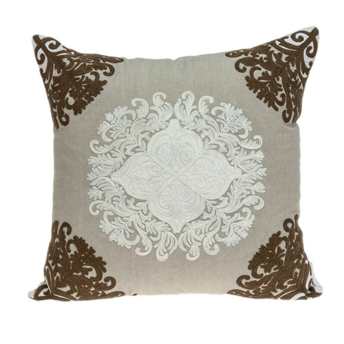 20" x 7" x 20" Traditional Beige Pillow Cover With Down Insert