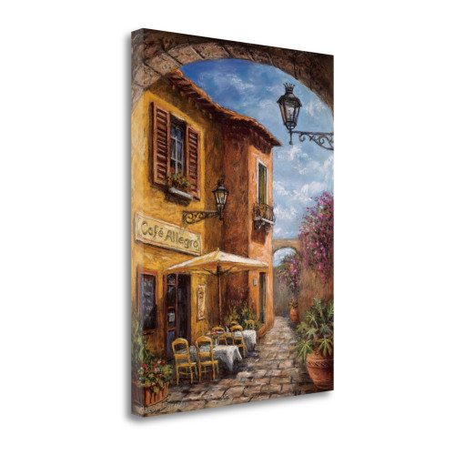 Courtyard Cafe 1 Wrapped Canvas Print Wall Art