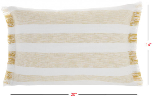 Yellow and white Stripes Lumbar Throw Pillow