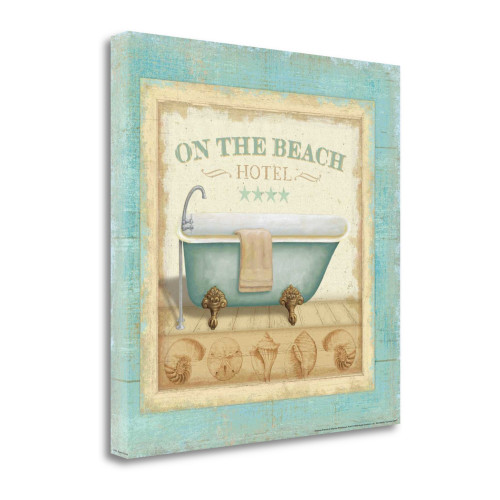 Beach Hotel I Wrapped Canvas Print Wall Art