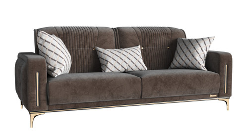 85" Brown Microfiber Sleeper Sofa With Two Toss Pillows