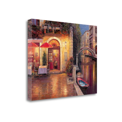 Night Cafe After Rain 4 Wrapped Canvas Print Wall Art