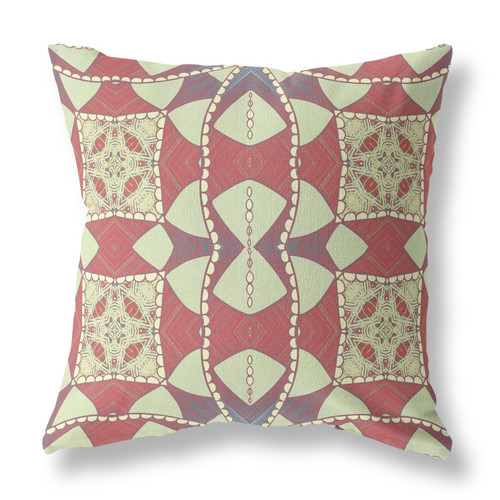 20"x20" Muted Magenta Yellow Zippered Suede Geometric Throw Pillow
