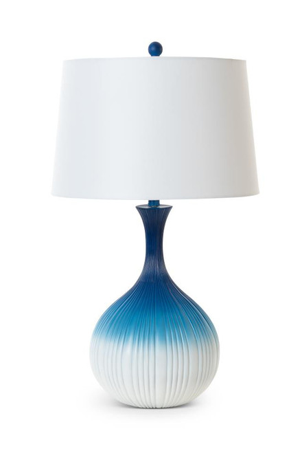 Set Of Two 30" Blue And White Ombre Table Lamps With White Empire Shade