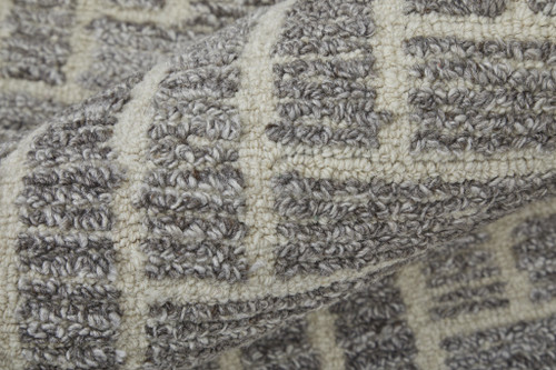 4' X 6' Taupe Gray And Tan Wool Geometric Tufted Handmade Area Rug