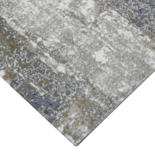 8' x 10' Gray and Blue Abstract Power Loom Area Rug
