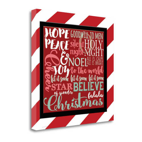 Candy Striped Christmas Subway 2 Wrapped Canvas Print Living Room Wall Art