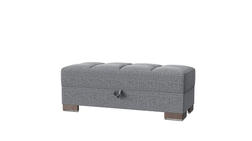 50" Gray and Brown Chenille Storage Ottoman