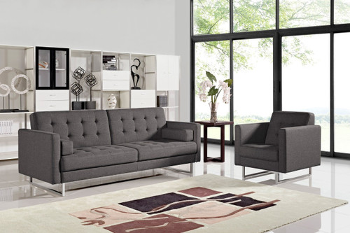 Contemporary Grey Sofa Bed With Steel Legs