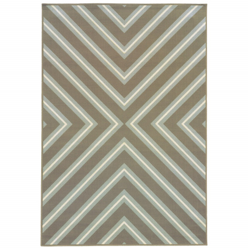 6' X 9' Grey Geometric Stain Resistant Indoor Outdoor Area Rug