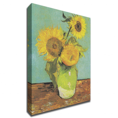 Three Sunflowers In A Vase, 1888 By Vincent Van Gogh Wrapped Canvas Print Wall Art