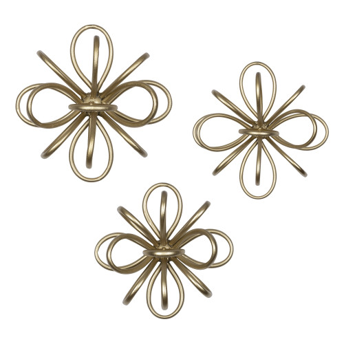 Set of Three Gold Metallic Starburst Wall Decor