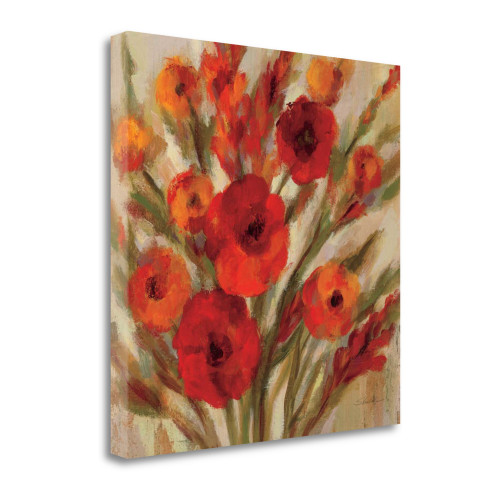 Crimson Blooms II Wrapped Canvas Print Living Room Wall Art